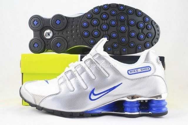 Argente Et Bleu Marine Chaussures Nike Shox Nz